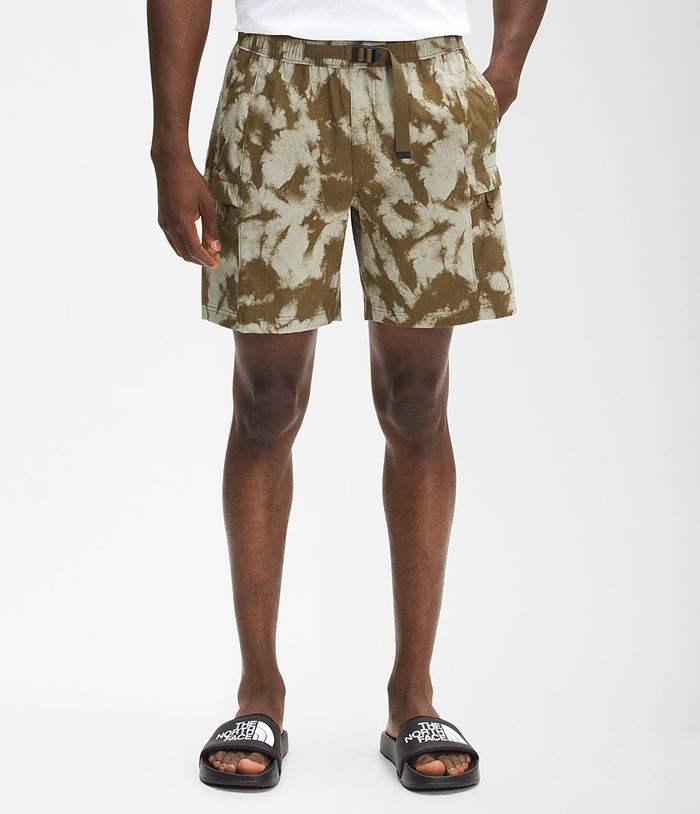 The North Face Shorts Printed Class V Belted Olive - Mens - Thailand YZKOD-4637